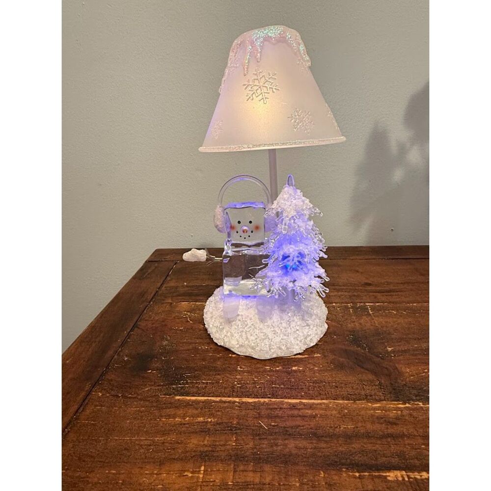 lighted Christmas snowman table lamp